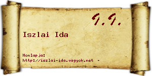 Iszlai Ida névjegykártya